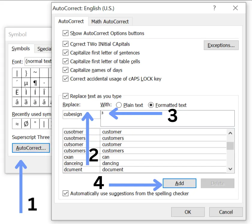 Cubed in Microsoft Word