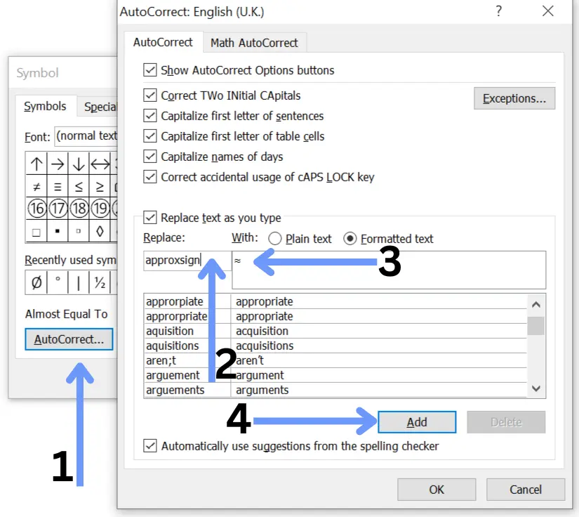 Nearly equal to symbol in excel