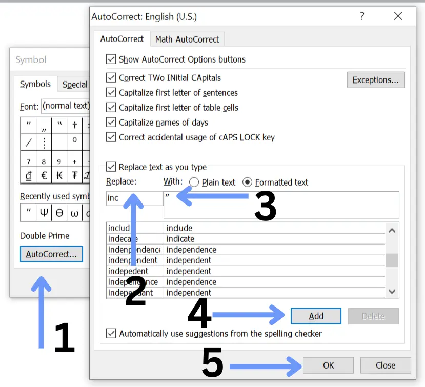 Inch sign on keyboard