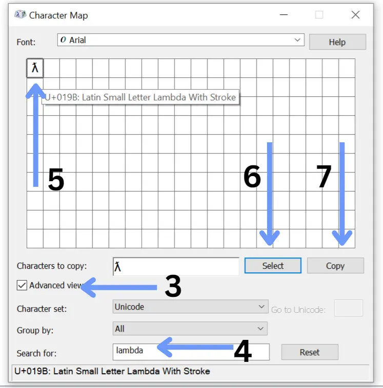 Lambda character in microsoft windows