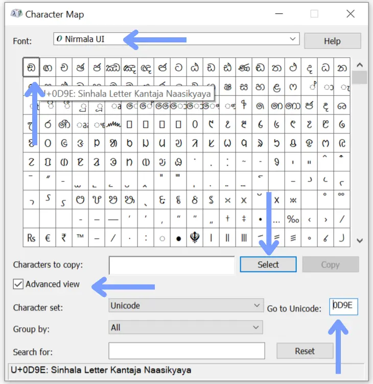 among us text in character map