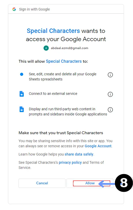 access your google account in google sheets